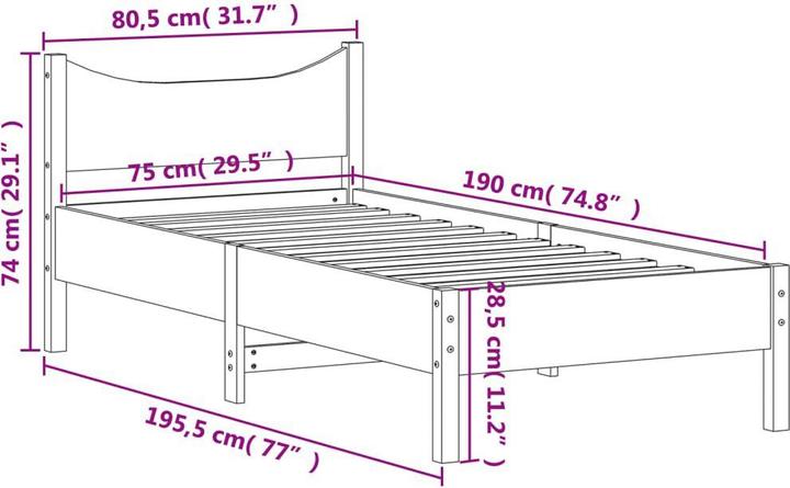 Immagine prodotto vidaXL Letto in pino (75 x 190 cm)