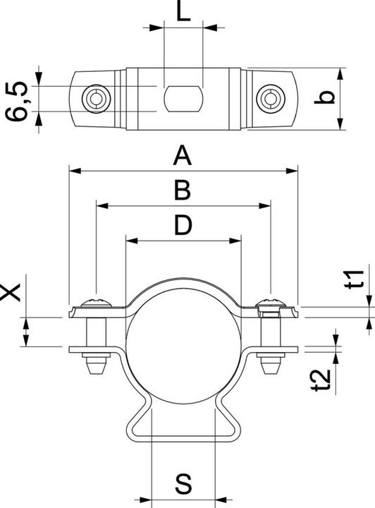 Actual product image OBO Bettermann OBO ASL 733 36 A4 Spacer clamp with slotted hole 30-36mm, A4, 1.4571