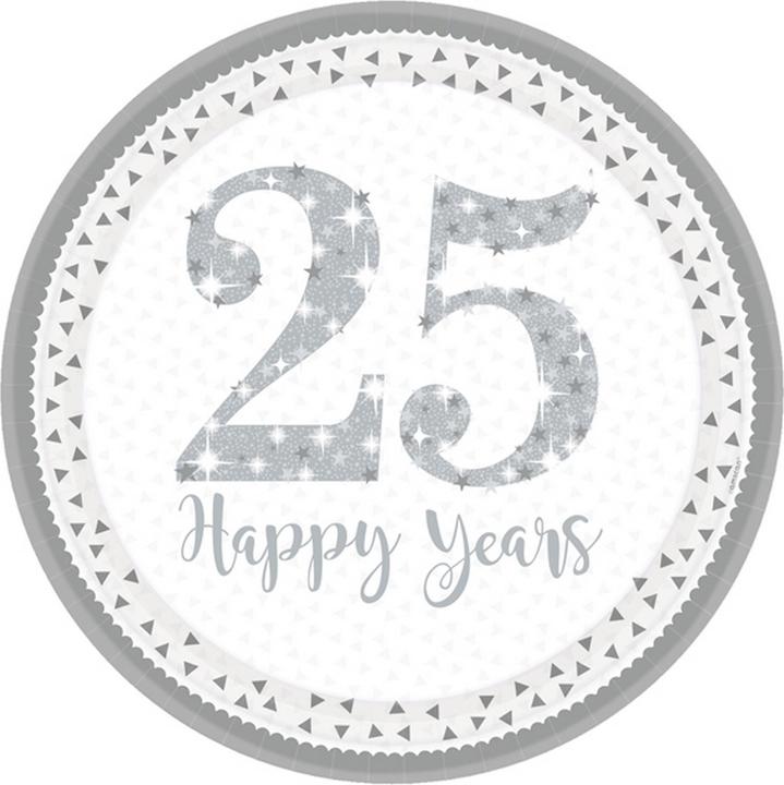 Immagine prodotto Amscan Piatto di carta con scritta 25 Happy Years 23 cm 8 pezzi (8 x)
