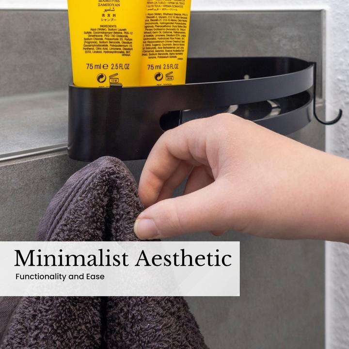 Actual product image Intirilife Shower tray with 2 hooks for drilling or gluing