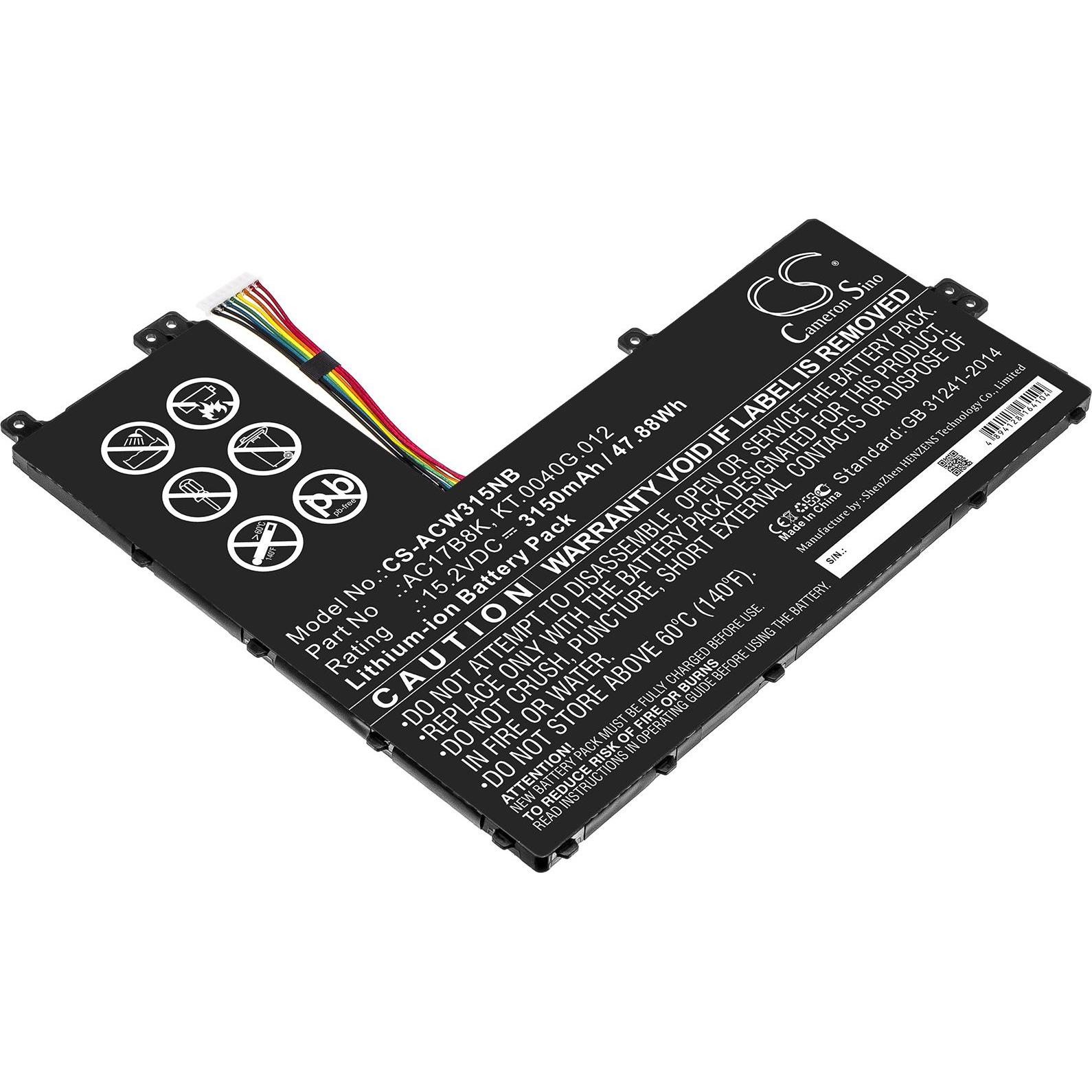 AGI Akku kompatibel mit Acer Swift 3 SF315-52-50UZ (3150 mAh), Notebook Akku, Schwarz