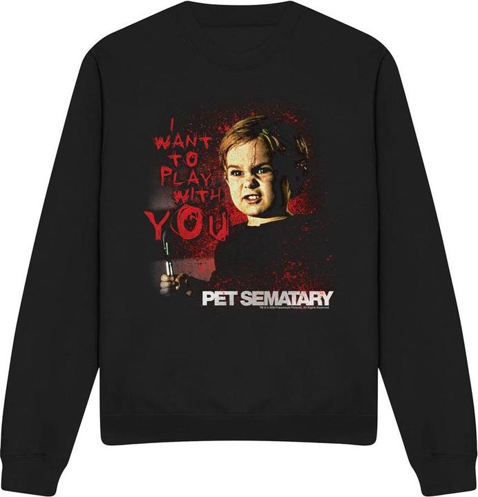 Actual product image Pet Sematary Unisex Adult I Want To Play Sweatshirt (S)