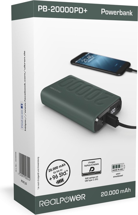 Actual product image RealPower PB-20000 PD+ (20000 mAh, 18 W)