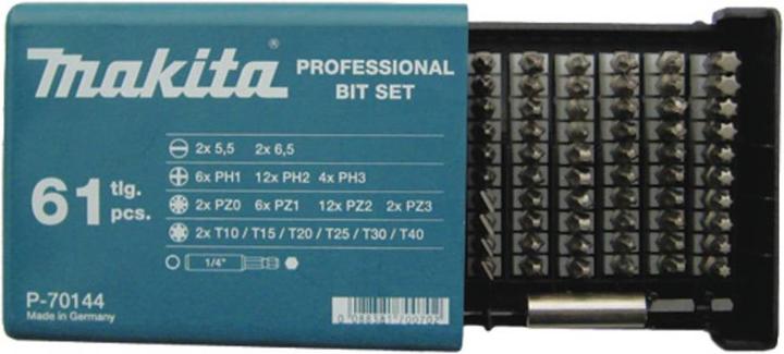 Image du produit Makita Jeu d'embouts 61 pièces P-70144 Schli (Cruciforme Phillips PH, Cruciforme Pozidriv PZ)