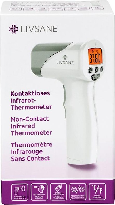 Actual product image Livsane Contactless infrared thermometer (Forehead, Non-contact)