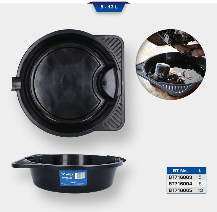 Image du produit Brilliant Tools Bac de récupération d’huile / Bac à usage multiple, 13 litres