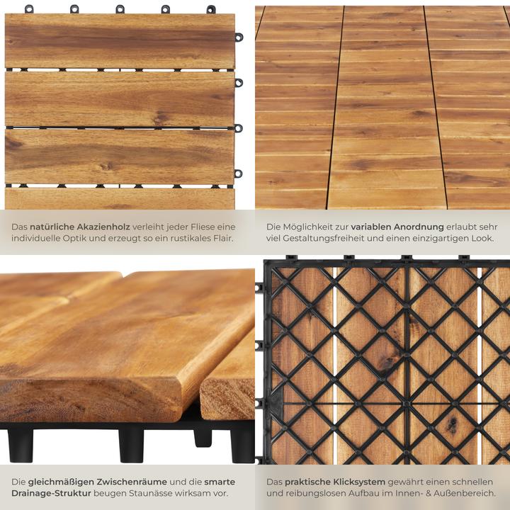 Actual product image tectake 20er Set Terrassenfliesen Tabula Akazienholz, je 4 Lamellen (20 x)