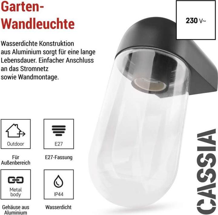 Image du produit Emos LED GARDEN LIGHT,E27,IP44,MAX 15W,WALL MOUNTED (E27, IP44)