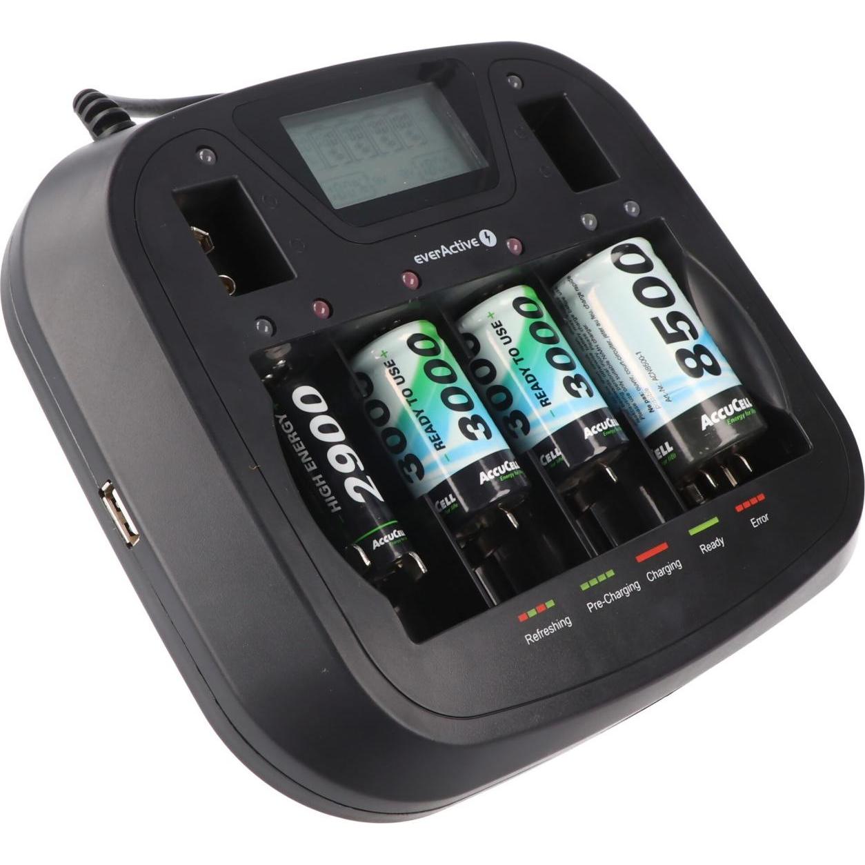 Everactive NC-900U (1 Stk., C, D, AAA, AA, Ladegerät ohne Akku), Akku Ladegerät