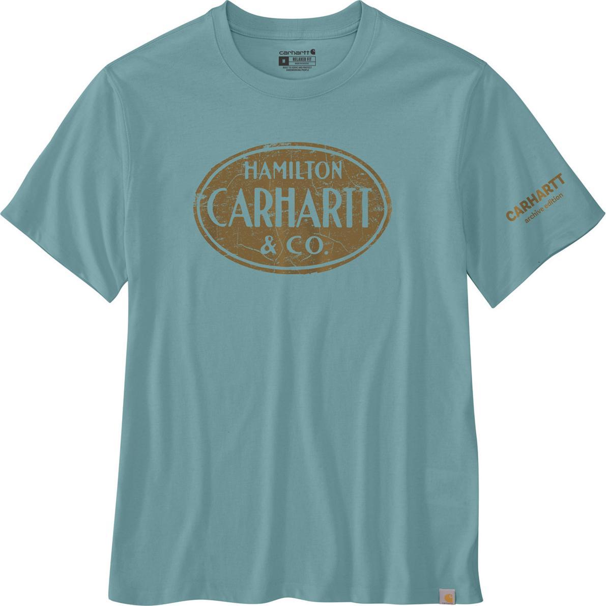 Carhartt, Uomini, Maglietta, Hamilton Graphic Sommerblaues T-Shirt, Blu, (S)