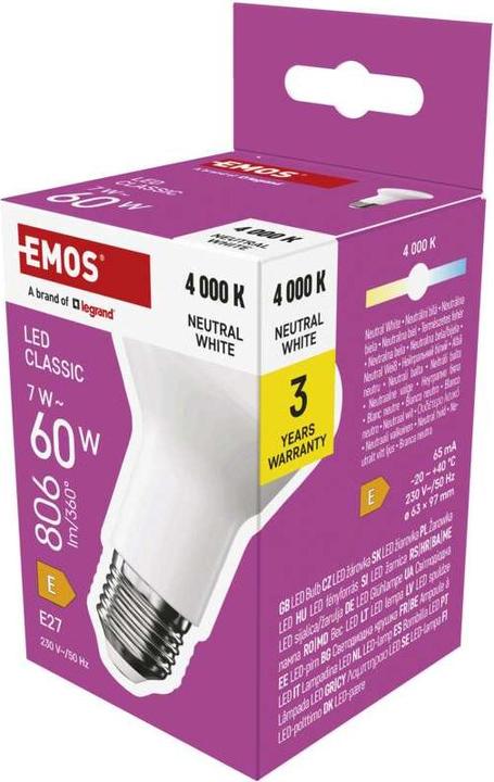 Actual product image Emos Classic R63 LED lamp / E27 / 7 W (60 W) / 806 lm / Neutral white (E27, 806 lm, 1x)