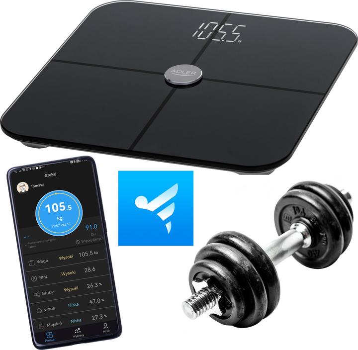 Immagine prodotto Adler Bilancia pesapersone intelligente | AD 8187 | Peso massimo (capacità) 180 kg | Precisione 100 g | (180 kg)