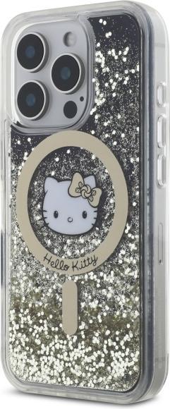 Actual product image Hello Kitty HKHMP16LLGDIK iPhone 16 Pro 6.3" czarny złoty/black gold hardcase Liquid Glitter Fever (Apple iPhone 16 Pro)