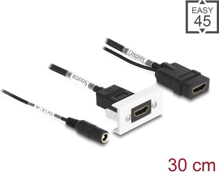 Image du produit Delock Adaptateur Easy45 4K60Hz HDMI-A - HDMI-A/prise d'alimentation (0.23 m)