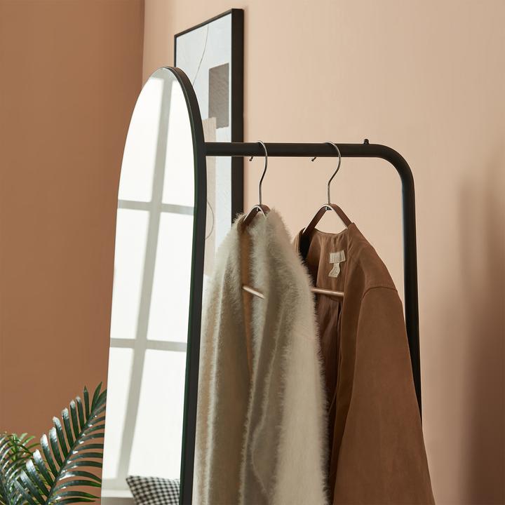 Produktbild En.Casa Garderobenspiegel 2-in-1 Kuonta 165x40x51 cm Schwarz