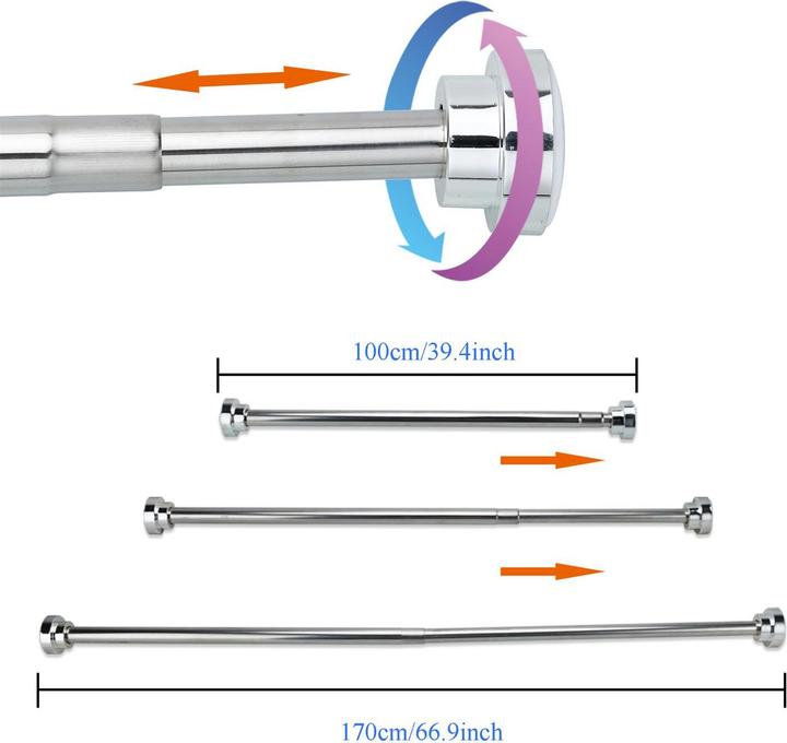 Produktbild Intirilife Teleskopstange in SILBER 100 - 170 cm