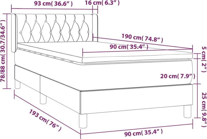 Image du produit vidaXL Boxspringbett (90 x 190 cm)