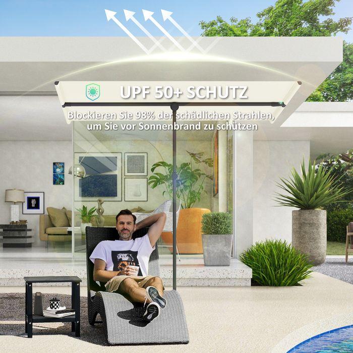 Image du produit Swisshandel24 Sonnenschirm 180 Grad drehbar Höhenverstellbar Alu 150x205cm Beige (2.05 m)