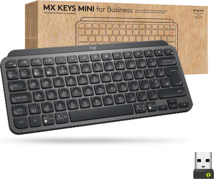 Image du produit Logitech MX Keys Mini for Business (US, Sans fil, Filaire)