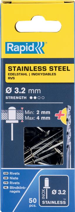 Image du produit Rapid Rivets aveugles en acier inoxydable Ø 3,2 x 8 mm