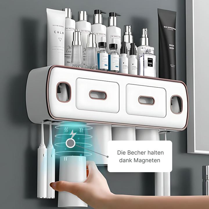 Produktbild Hermex Multifunktionaler Zahnbürstenhalter mit Schublade Zahnpastaspender Set