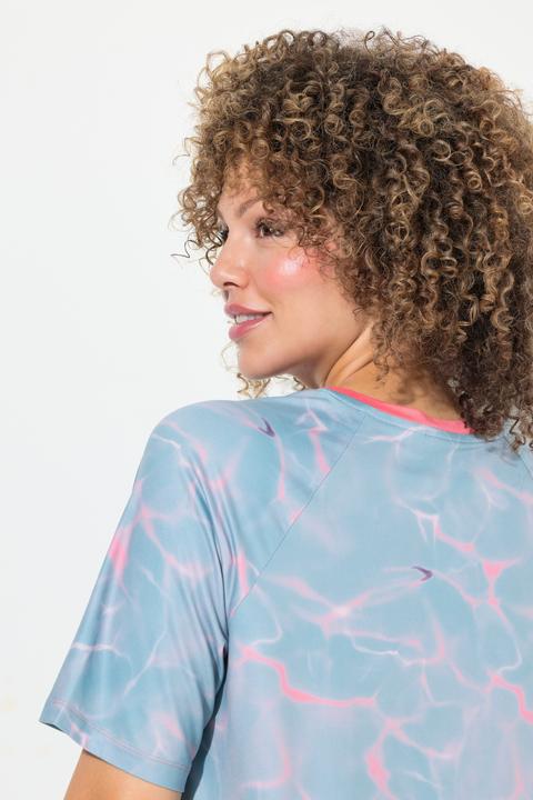 Actual product image Ulla Popken Quick Drying Short Sleeve Wavy Print Tee (58)