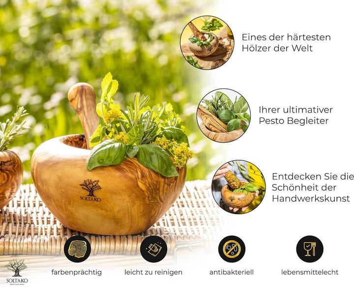Actual product image Soltako Olive wood mortar