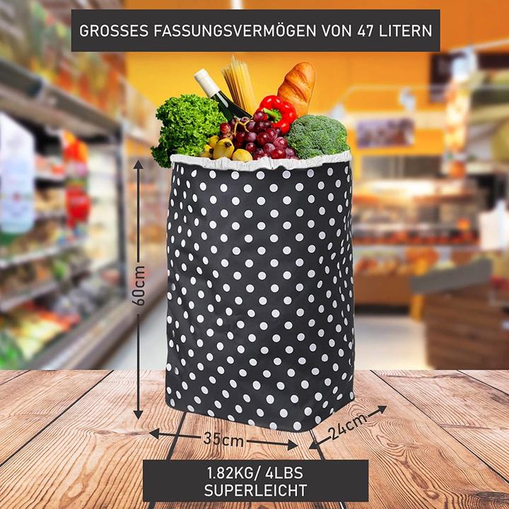 Actual product image Hoppa 47L Sturdy Shopping Trolley, Black Spots