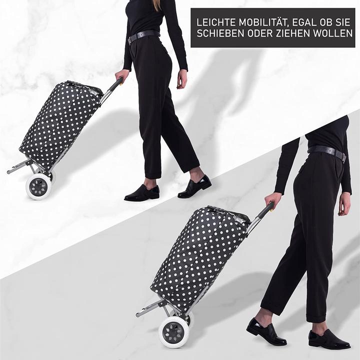 Actual product image Hoppa 47L Sturdy Shopping Trolley, Black Spots