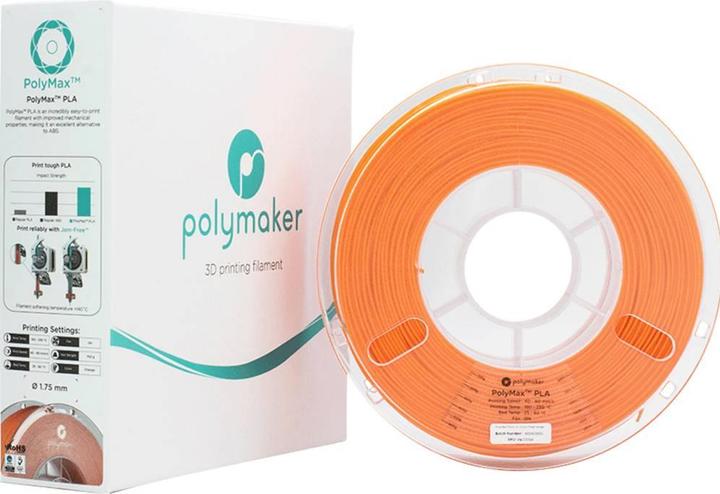 Produktbild Polymaker PA06018 PolyMAX Tough Filament Tough PLA hohe Steifigkeit, hohe Zugfes (Tough PLA, 2.85 mm, 750 g, Orange)