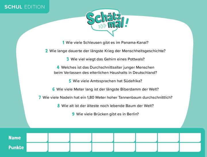 Produktbild Schätz mal! Schul Edition (Deutsch, 2 - 8 Spieler)