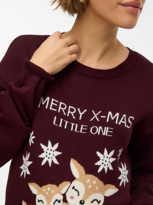 Image du produit Mamalicious Normal geschnitten Rundhals Gerippte Ärmelbündchen Tief angesetzte Schulter Pullover Strickpullover (S)