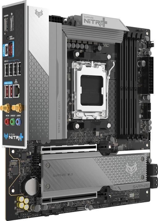 Produktbild Sapphire NITRO+ B850M WIFI 1xHDMI 1.4 1xDP 1.2 (AM5, AMD B850, mATX)