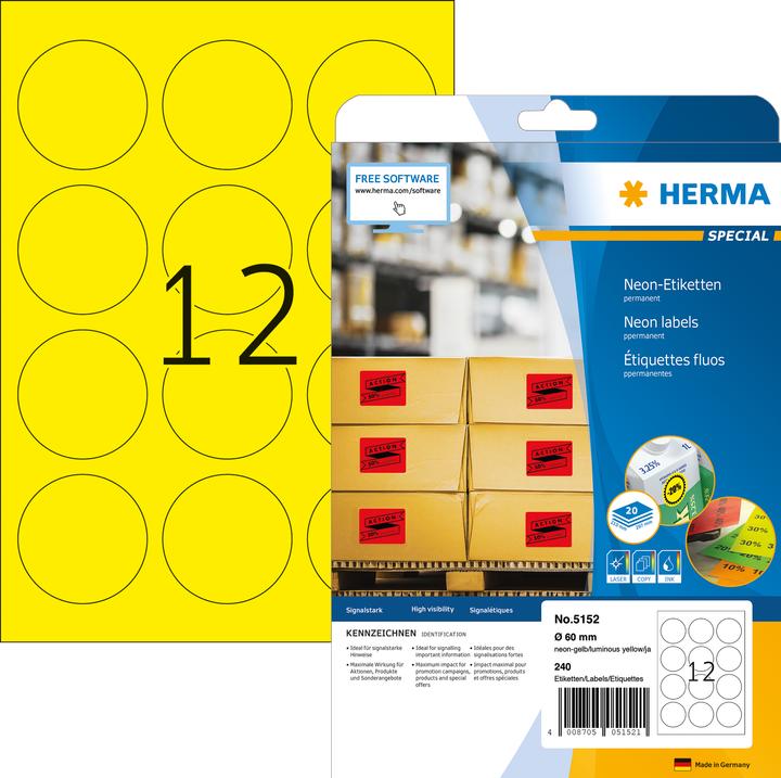 Produktbild HERMA Neon Etiketten A4