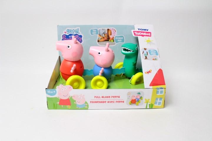 Actual product image Tomy Toomies Pull Along Peppa (E73527) - Wibble Wobble Action Peppa Pig, George & Dinosaur Toy - Whe