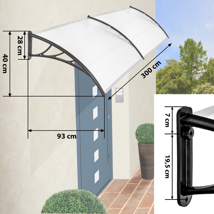 Image du produit tectake Marquise Auvent de porte