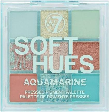 Image du produit W7 Soft Hues Pressed Pigment Palette Aquamarine - Blues, Greens, Golds and Nudes - Cruelty Free Make (Aigues-marines)