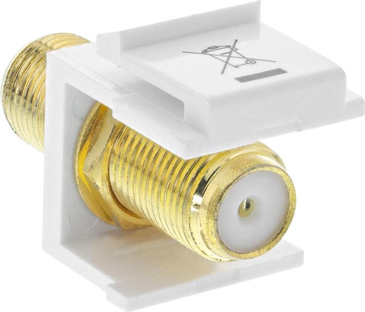 Actual product image InLine Keystone installation adapter, connection coupling for satellite cable, 2x F sockets, white (Keystone module)