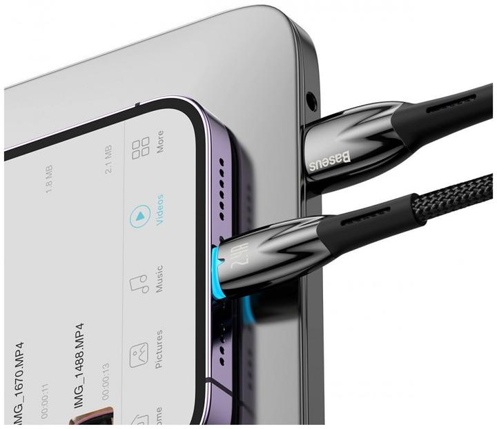 Actual product image Baseus USB cable for Lightning Glimmer Series, 2.4A, 2m (Black) (2 m, USB 3.0)
