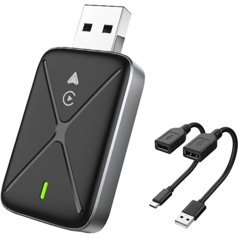 PowerGuard 2-in-1 Wireless iOS Carplay & Android Auto Connectivity, Adattatore per auto, Nero