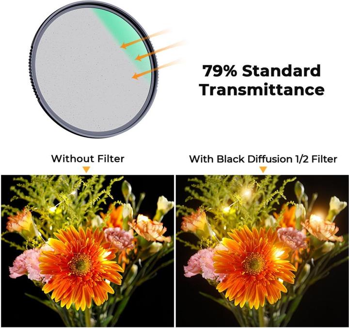 Produktbild K&F Concept 1/2 Black Mist Filter Nano X 55mm (KF-01.1650) (Black Mist Filter, 55 mm)