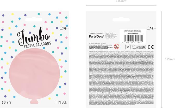 Produktbild Partydeco Round Balloon 60cm, Pastel Pale Pink (1 pkt / 1 pc.) (1 x)