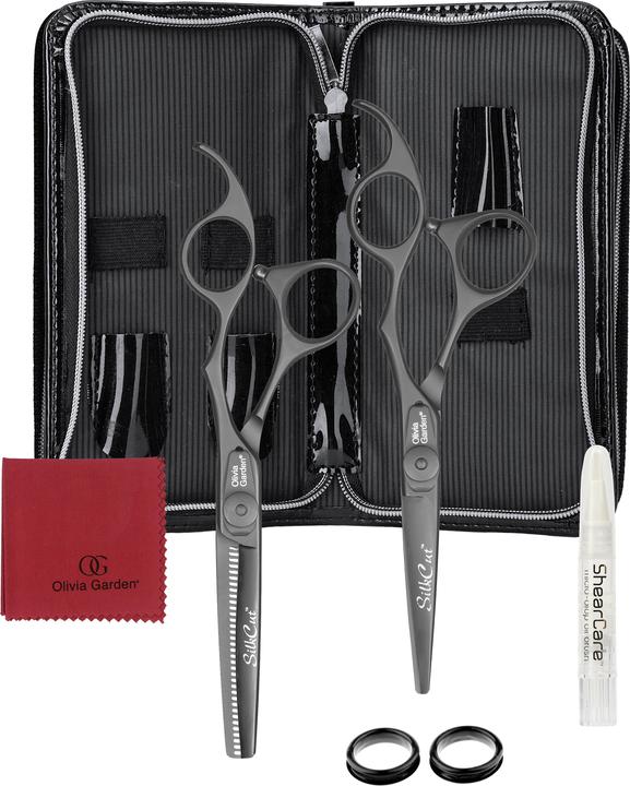 Produktbild Olivia Garden SilkCut 2er-Set Matt Black 5,75'+ Effilierschere EUR (14.61 cm)