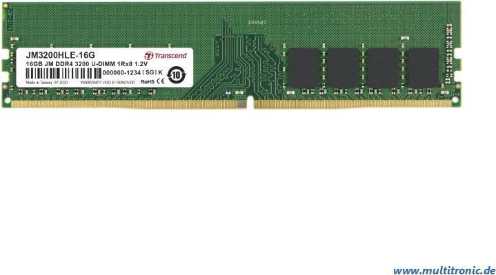 Actual product image Transcend JetRAM DDR4 (1 x 16GB, 3200 MHz, DDR4-RAM, DIMM)
