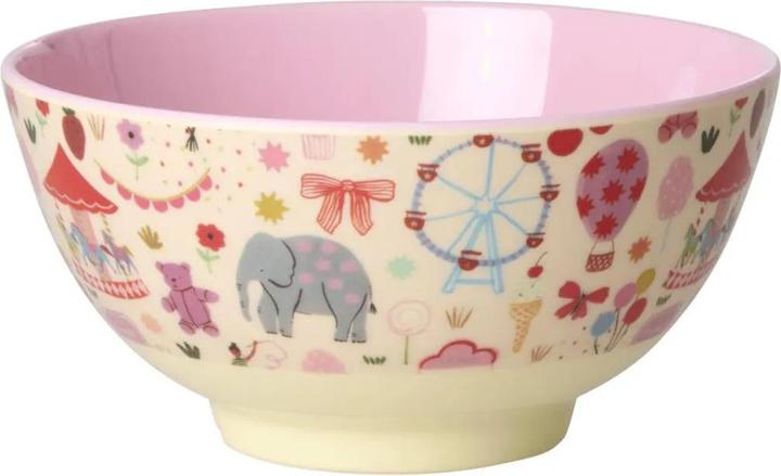 Rice - Melamine Bowl with Fun Fair Print - Pink - Medium