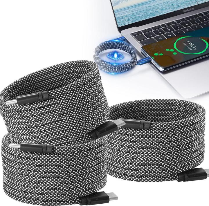 Actual product image Ideoon 3er-Set Daten- & Ladekabel, 2 Meter, Magnetische Aufrollfunktion, USB-C auf-USB-C, 100 W (2 m, 100 W)