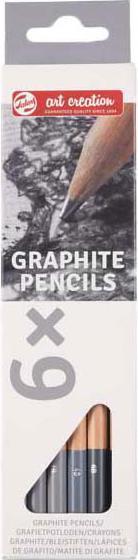 Royal Talens Crayons Art Creation, ronds, étui de 6 pièces (B, 6B, 2B, 4B, HB, 8B, 6 x)