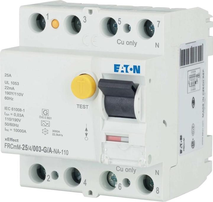 Produktbild Eaton MOE FRCMM-25/4/003-G/A-NA-110 FI-Schalter, 25A, 4pol, 30mA