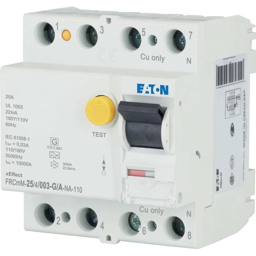 Eaton, Schutzschalter, MOE FRCMM-25/4/003-G/A-NA-110 FI-Schalter, 25A, 4pol, 30mA