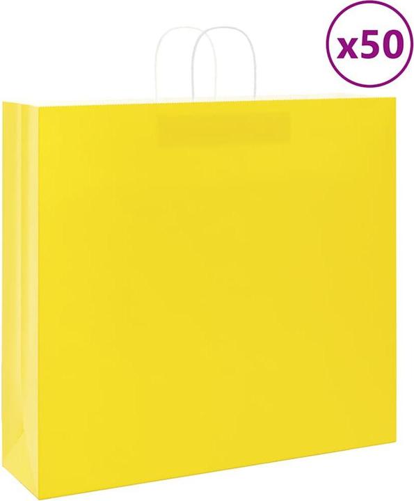 Produktbild VidaXL Kraftpapiertüten 50 Stk. mit Henkel Gelb 54x15x49 cm Papiertüte (Geschenktüte, 50 x)